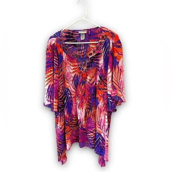 Catherine’s Plus Size 2X | 22/24WP Multicolor Pleated Embellished Top Blouse - Picture 1 of 6